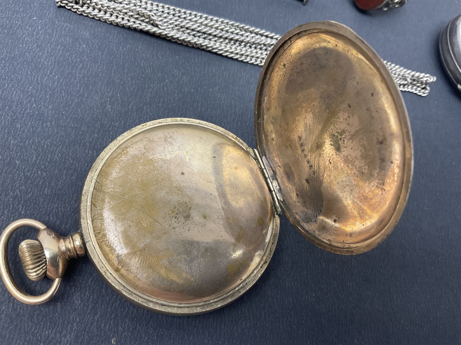 Gold plated Admiral full hunter pocket watch, together with a silver open face pocket watch, carnelian signet ring, Timex wristwatch, rolled gold Parker propelling pencil, Ronson Varaflame lighter and a plated cigar cutter