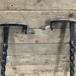 Set of wrought cast iron handrails in a black finish,