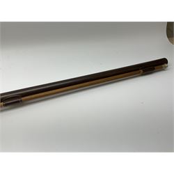 Early 19th century 15-bore flintlock converted to percussion cap fowling piece, the lock stamped T. Richards, walnut half stock with brass fittings including trigger guard with pineapple finial and 91cm barrel with ramrod under L129cm overall