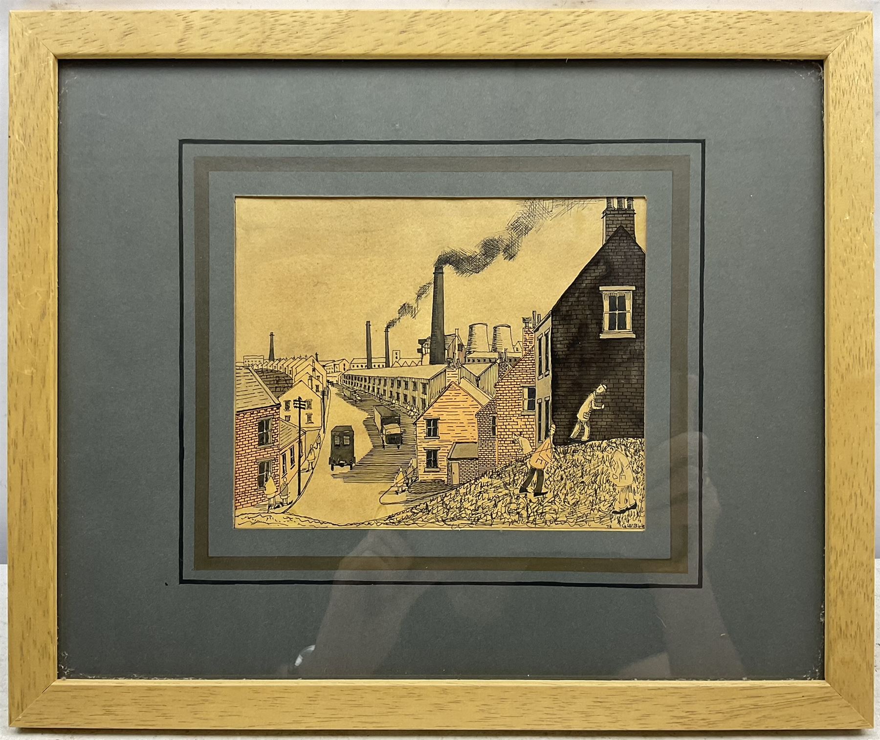 Geoffrey Woolsey Birks (Northern British 1929-1993): The Factory, watercolour and ink on buff paper signed and dated '73, 14.5cm x 18cm 
Provenance: private collection, purchased Capes Dunn & Co. 5th April 2016 Lot 45