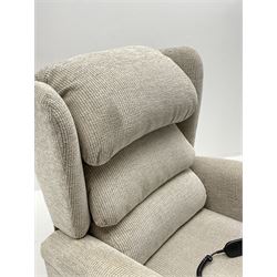 Cosi Chair - dual action rise and recline armchair upholstered in cord oatmeal fabric 