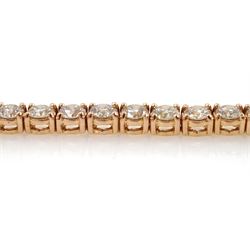18ct rose gold round brilliant cut diamond bracelet, stamped, total diamond weight 7.00 carat, with World Gemological Institute Report stating VS1-VS2 clarity, H-I colour