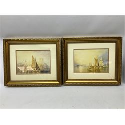 English School (19th century): Church with Figures, oil on canvas unsigned together with after Cornelius de Vos 'Girl with Bell, colour print and four prints of coastal/shipping scenes and 8 other pictures max 30cm x 25cm (15)