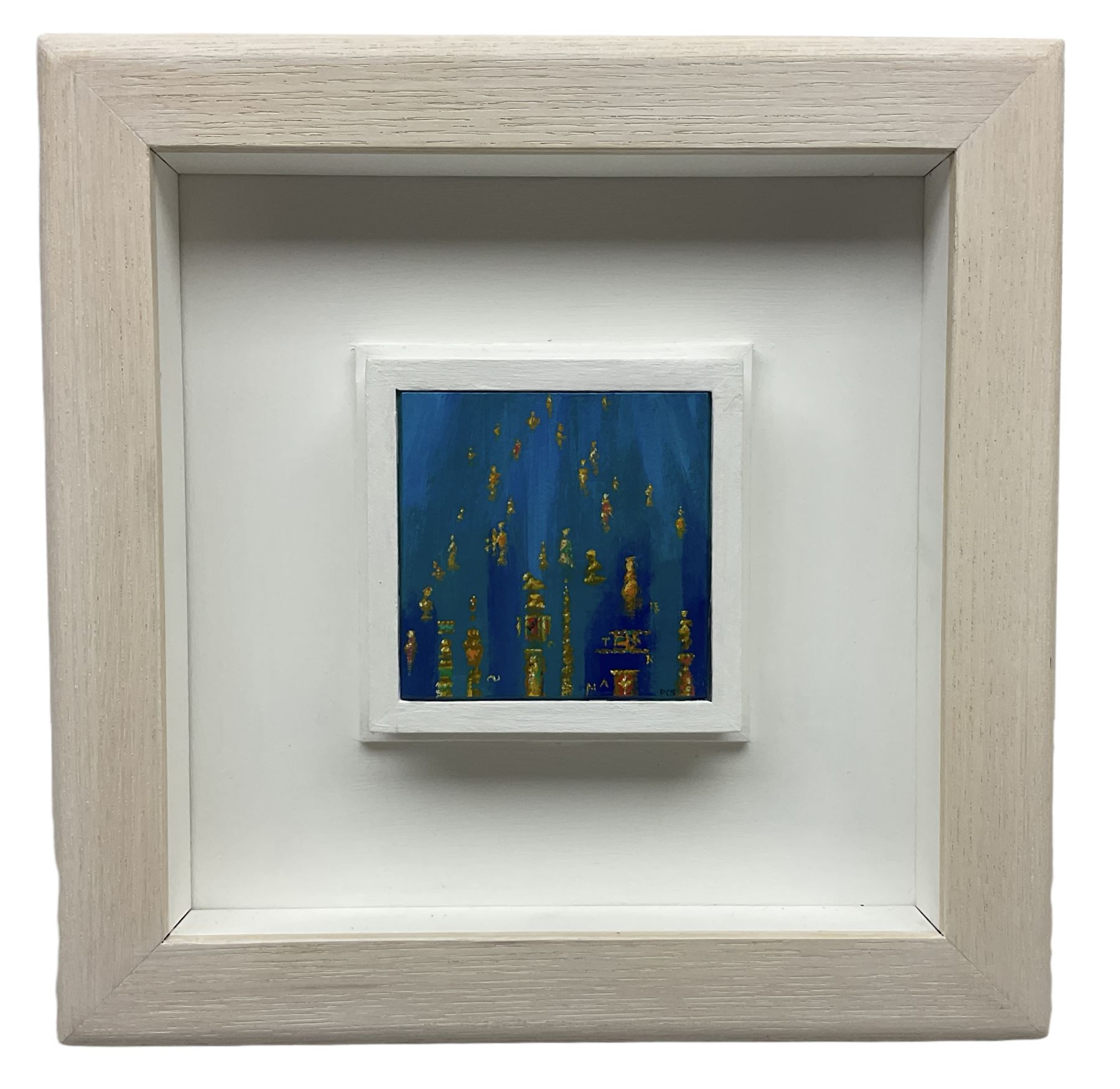 David Carson Shaw (British 1942-): 'Ascesa', acrylic on board, signed with initials, signed and titled verso 7cm x 7cm