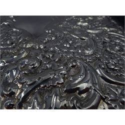 Modern silver mounted leather writing case, with repousse floral and foliate decoration to the silver cover, hallmarked Laurence R Watson & Co, Sheffield 1991, H29.5cm, boxed