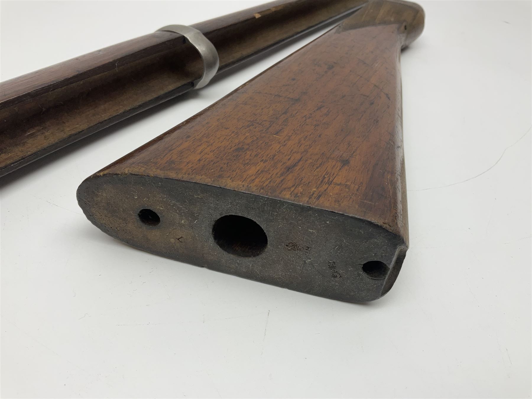 Quantity of spare parts for .577/450 Martini Henry rifle including two stocks, fore-end etc