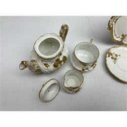 Collection of Victorian and later ceramics to include Gray's Pottery Sunderland lustre York Minister plate, Limoges M. Bishop tea service for one, ornately decorated with gilt foliate sprays on plain white ground, no 2350, Wedgwood no y2715 blue and white sucrier and jug, Chinese blue and white dish with gilt banding,