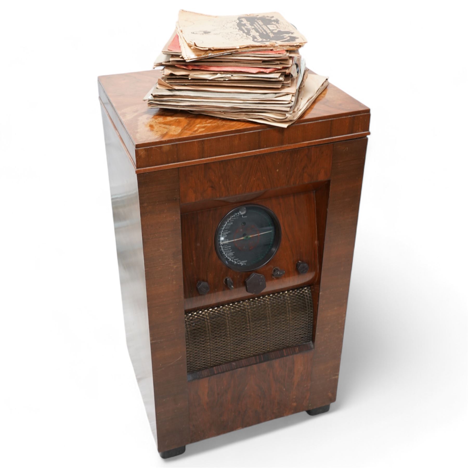 RGD - 1937 walnut cased radiogram, model number. 535 and large collection of records 