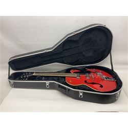 Gretsch Electromatic semi-acoustic guitar model G5129 in black and red with Bigsby tremolo, serial no.KS05063904; L105cm; in fitted hard carrying case