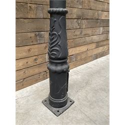 Victorian design cast iron street or driveway lamp, in black finish with stainless steel lantern top