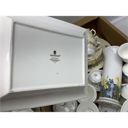 Royal Worcester miniature loving cup, Royal Doulton Wendy figure HN 2109, Lladro dish, two Giuseppe Armani figures, Staffordshire style figural vase, Crown Devon Fieldings blush ivory ewers and twin handled vases, Villeroy & Boch, Royal Doulton, Carlton Ware, Masons ironstone, other ceramics, teawares etc in four boxes