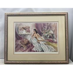 Gordon King (British 1939-2022): Reclining Nude, limited edition print signed and numbered 246/850 in pencil together with a  John Lynch 'Tina' print max 44cm x 62cm (2)