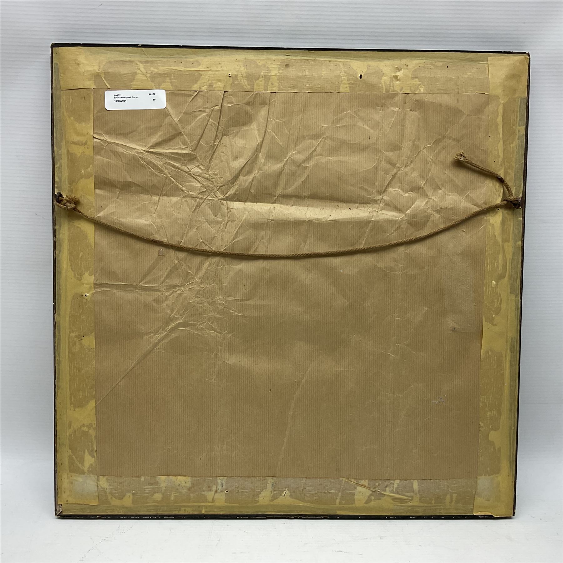 Embroidered framed panel, with the heraldic crest for Royal Regiment of Canadian Artillery, H44cm, W44cm