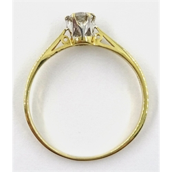  Single stone diamond ring stamped K18, approx 0.25 carat  
