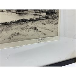 John Fullwood (British 1854-1931): 'Hampton on Thames' and 'Teddington Reach', pair Artist Proof drypoint etchings signed and limited to 300, 25cm x 36cm (2)