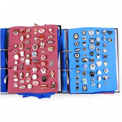 Rugby league enamel badge collection, from Oldham, Rochdale Hornets, St Helens, Salford, S...