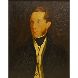 English School (19th century): Portrait of a Gentleman, oil on panel unsigned   24cm x 19cm