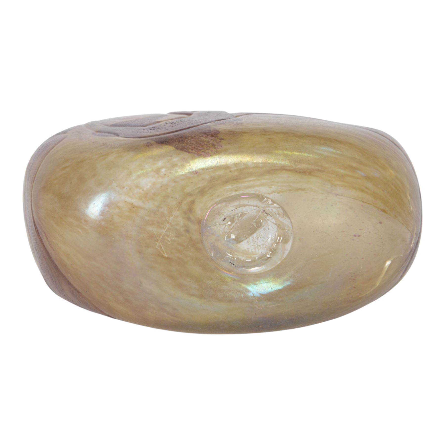 20th century, Studio glass vase, of rectangular form, with swirls on a mottled ground, etched signature Jambier 88 Eze Village beneath, W22cm H16cm