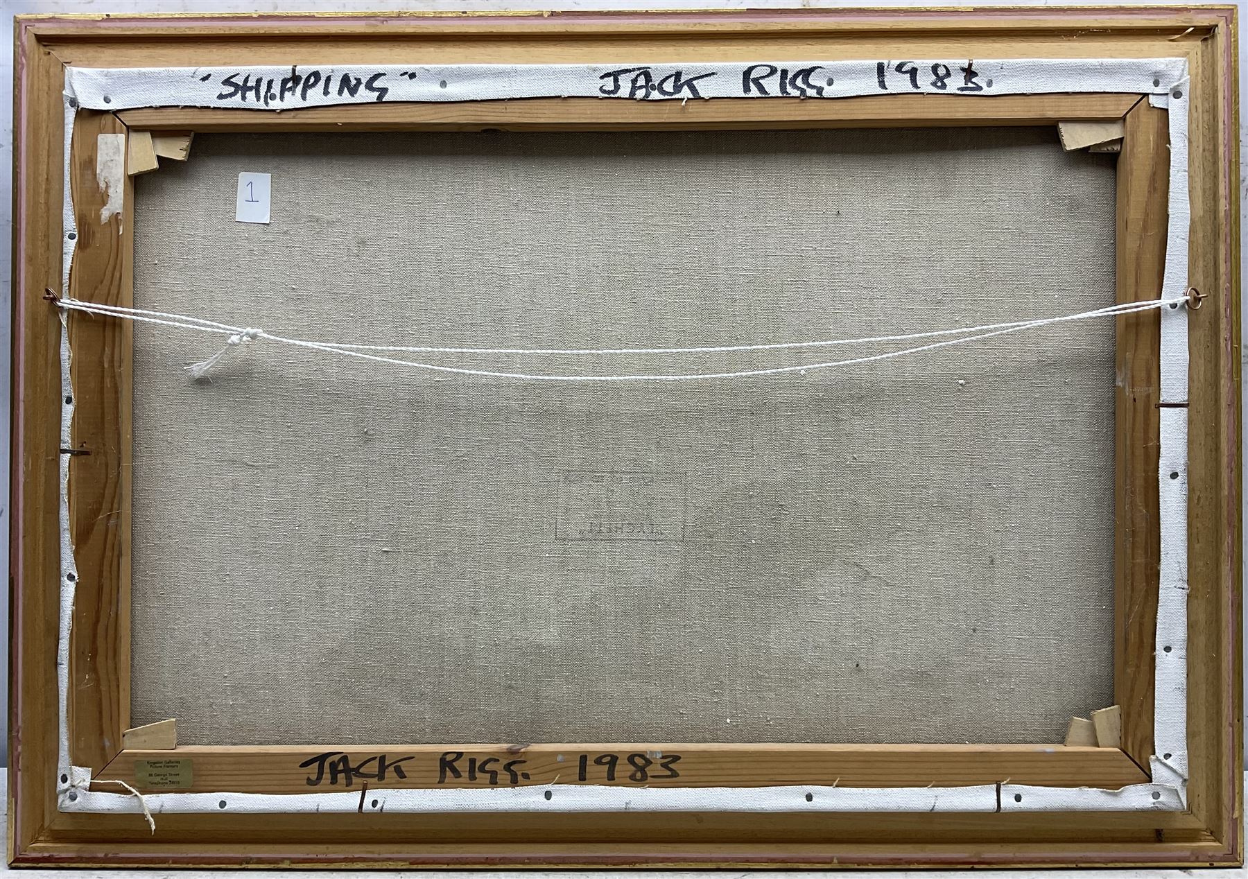 Jack Rigg (British  1927-2023): 'Shipping', oil on canvas signed, titled and dated 1983 50cm x 76cm