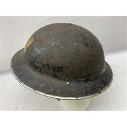 WW2 British Home Front Wardens steel helmet marked with 'W', with original liner and strap