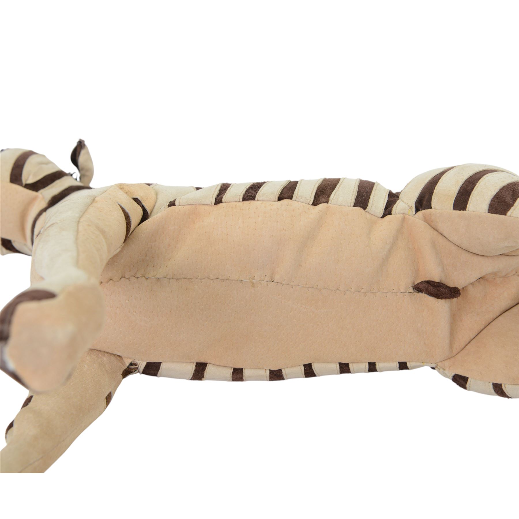 Karen Trower: two zebra sculptures, with leather sew over wood and metal frames, H48cm