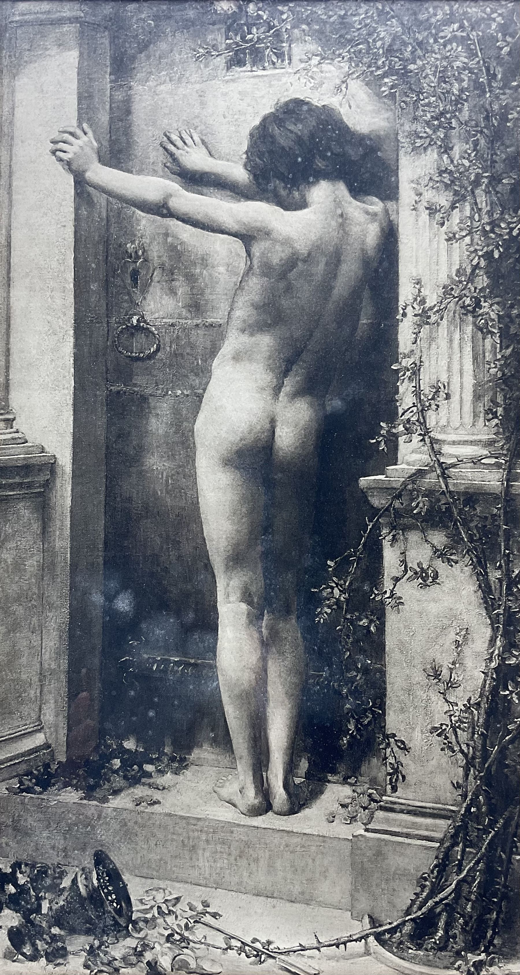 After Anna Massey Lea Merritt (American 1844-1930): 'Love Locked Out', Edwardian photogravure 53cm x 29cm