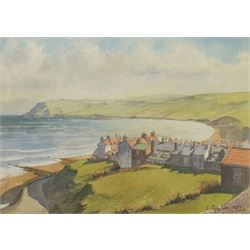 Les Pearson (British 1923-2010): 'Robin Hood's Bay', watercolour signed and dated 1983, titled verso with artist's Bridlington address 25cm x 35cm