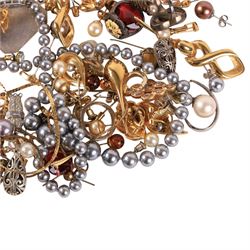 Silver jewellery, comprising pair of earrings, two rings and pendant,  together with a collection of costume jewellery