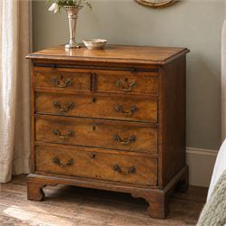 George III mahogany bachelors chest, rectangular top with moulded edge, fitted with brushi...