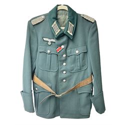 WW2 German Army M36 Major's tunic with leather belt