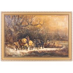 Harden Sidney Melville (British 1824-1894): The Logging Cart, oil on canvas signed 39cm x 60cm (2)