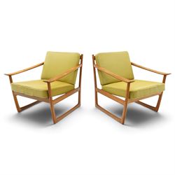  Peter Hvidt and Orla Molgaard-Nielsen for France & Sons - pair of Model FD-130 teak frame...