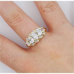 14ct gold oval and round cut cubic zirconia cluster ring, hallmarked