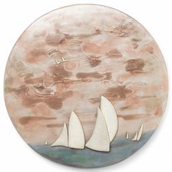 Anne Plant (British 1934-2019): 'Water Signals' 'Tree of Life' and 'Sea Picture', set three stoneware wall-hanging sculptures, signed and titled verso, largest D25cm (3)