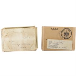 WWI trio of medals, comprising British War Medal, Victory Medal, 1914-15 Star, awarded to 10518 Cpl C.L.Robinson York.R, with the original Record Office letter sent with the British War Medal and 1914-15 Star, together with WWII War Medal awarded to 1101204 Sgt Naylor in box of issue 