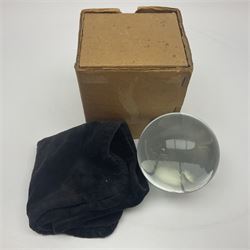 Crystal ball, with black velvet cover, boxed 