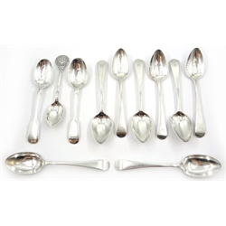  Set of six Georgian silver tea spoons by William Bateman London 1818 and five others approx 7oz  