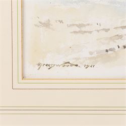 Orlando Greenwood (British 1892-1989): Whitby Piers, watercolour signed and dated 1921, 25cm x 35cm 
Provenance: Christie's South Kensington, 'Paintings, Watercolours, Drawings and Artist's materials from the studio of Orlando Greenwood', 11th October 1990, stamp verso (within the frame)