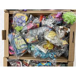 Large quantity of Mcdonalds and Burger King toys in four boxes, to include blue Nintendo Mini Game Boy Colour Pokémon World , sealed in bag