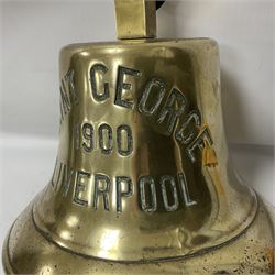 Early 20th century brass ship's bell, inscribed 'Saint George 1900 Liverpool', H40cm