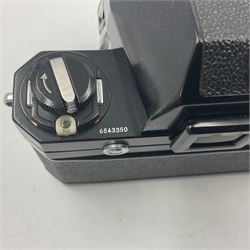 Nikon F Photomic camera body, serial no. 6543350, circa 1964, with 'Nikon NIKKOR-H Auto 1:2 f=50mm' lens, serial no. 1002112