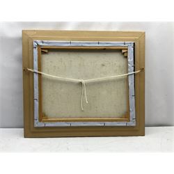 K Mason (20th century): Still Life of Three Apples, oil on canvas signed 50cm x 60cm 