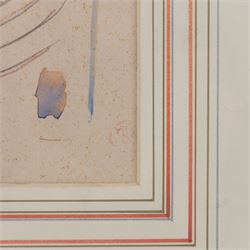 British School (Mid-20th Century): Abstract Shapes, watercolour and pencil on paper, faintly signed with monogram, 29cm x 11cm 