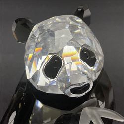 Swarovski Crystal panda family group, comprising an adult and two cubs, adult H11cm