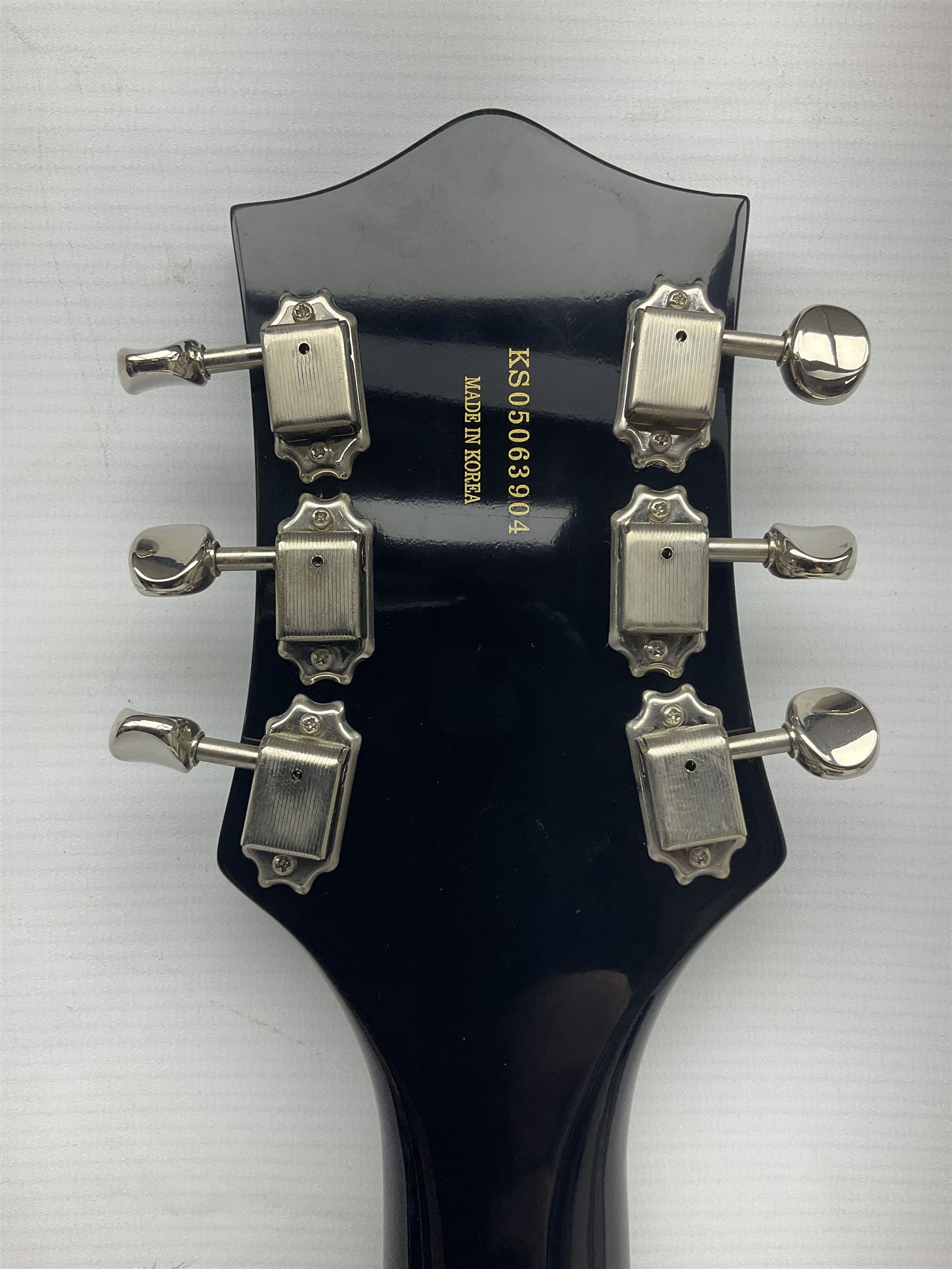 Gretsch Electromatic semi-acoustic guitar model G5129 in black and red with Bigsby tremolo, serial no.KS05063904; L105cm; in fitted hard carrying case