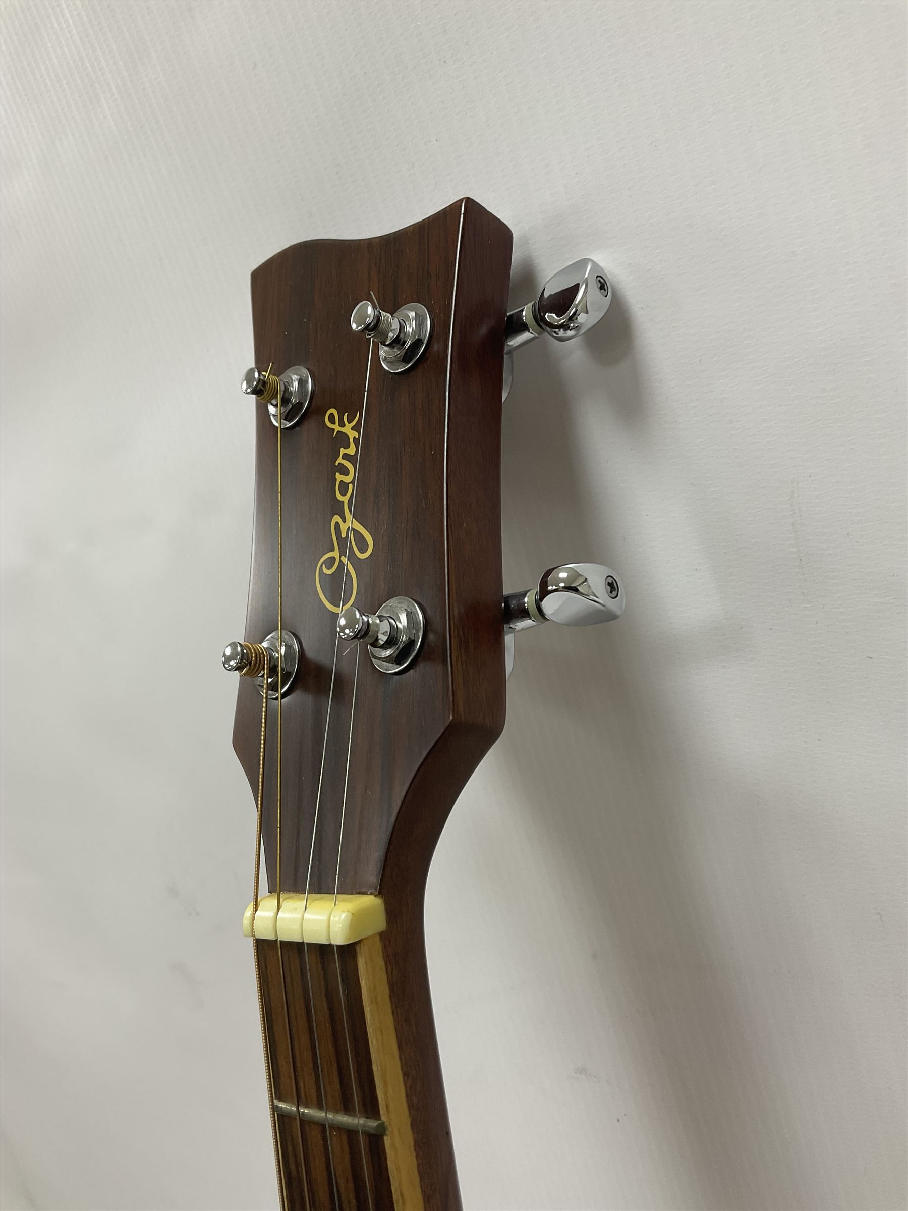 Ozark 'The Ozark Professional' tenor guitar, model no 3372, headstock stamped Ozark and with paper label to interior, in manufacturers hard case, guitar L82cm