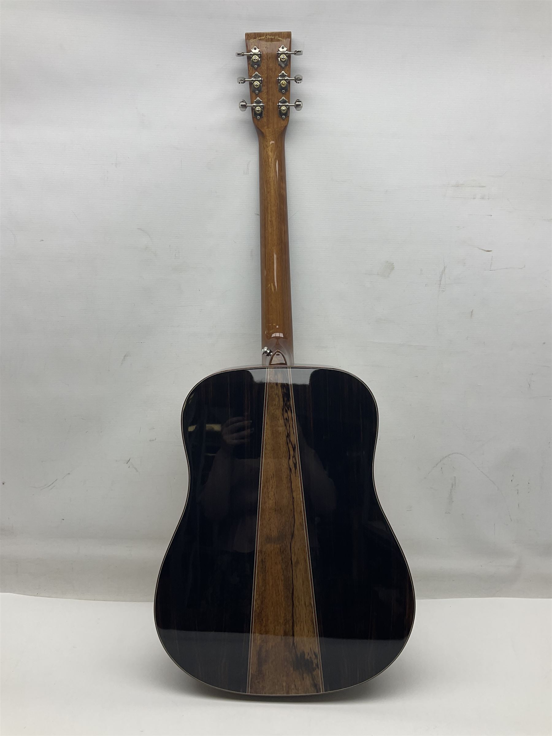 Tanglewood Dreadnought spruce and java wood acoustic guitar the three-piece back with mango spalted wood insert; in Faith hard carrying case; serial no.201147017 L103cm