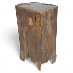 Three-piece mixed furniture lot, comprising an Edwardian mahogany occasional table with inlaid border and under-tier (H 70cm, W 54cm, D 38cm), a French parquetry corner cabinet with ormolu mounts (H 83cm, W 50cm, D 29cm), and a shaped walnut framed wall mirror with scroll cresting (H 75cm, W 43cm)