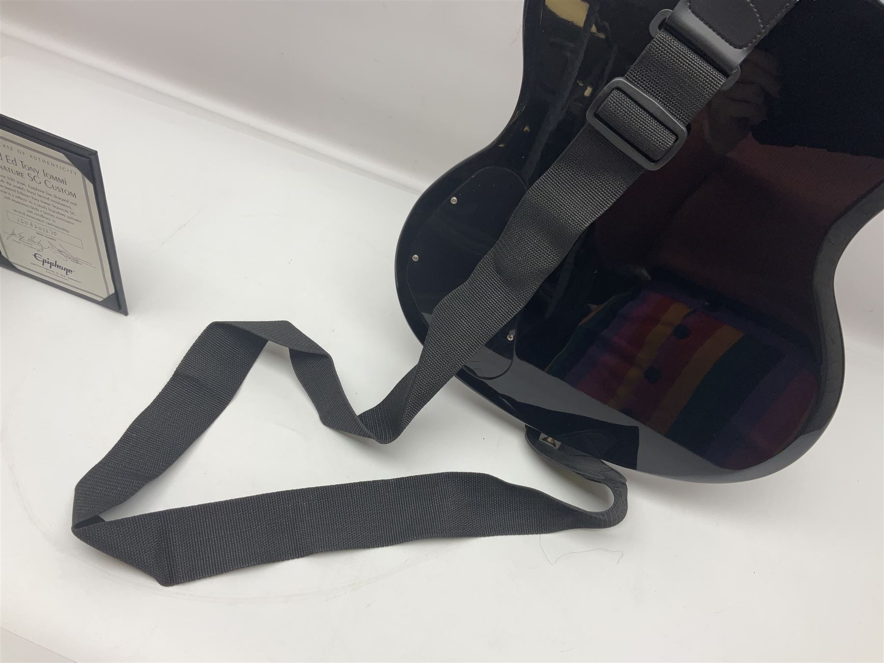 2015 Epiphone limited edition Tony Iommi signature SG Custom electric guitar, serial no.1506201270, L101cm; in cardboard delivery box with authenticity folder containing certificate and photograph of Iommi.