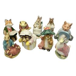 Nine Border Fine Arts and Enesco Beatrix Potter money boxes, to include Peter Rabbit, Benjamin Bunny, Mrs Tiggy-winkle, jemima puddle duck etc  